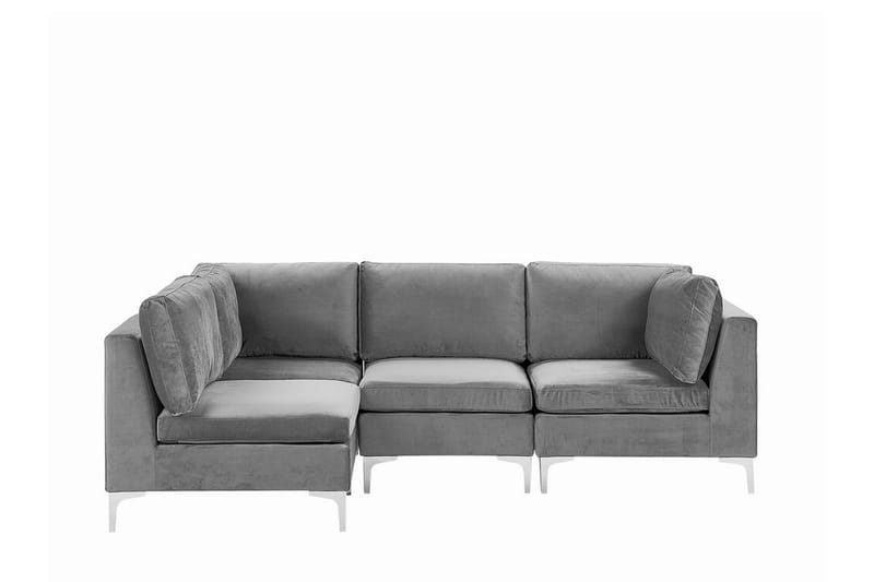 Evja 4-seters Hjørnesofa Høyre - Fløyel/Grå - Møbler - Sofaer - Hjørnesofa
