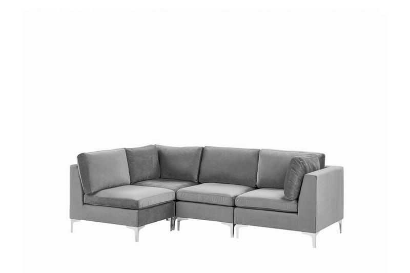 Evja 4-seters Hjørnesofa Høyre - Fl�øyel/Grå - Møbler - Sofaer - Hjørnesofa