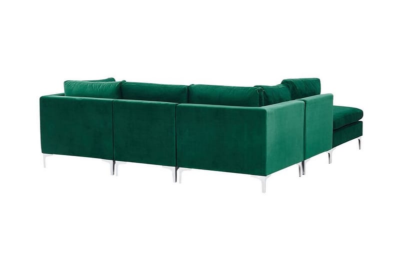 Evja 4-seters Hjørnesofa Høyre med Fotskammel - Fløyel/Grønn - Møbler - Sofaer - Hjørnesofa