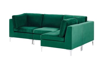 Evja 4-seters Hjørnesofa Venstre - Fløyel/Grønn - Møbler - Sofaer - Hjørnesofa