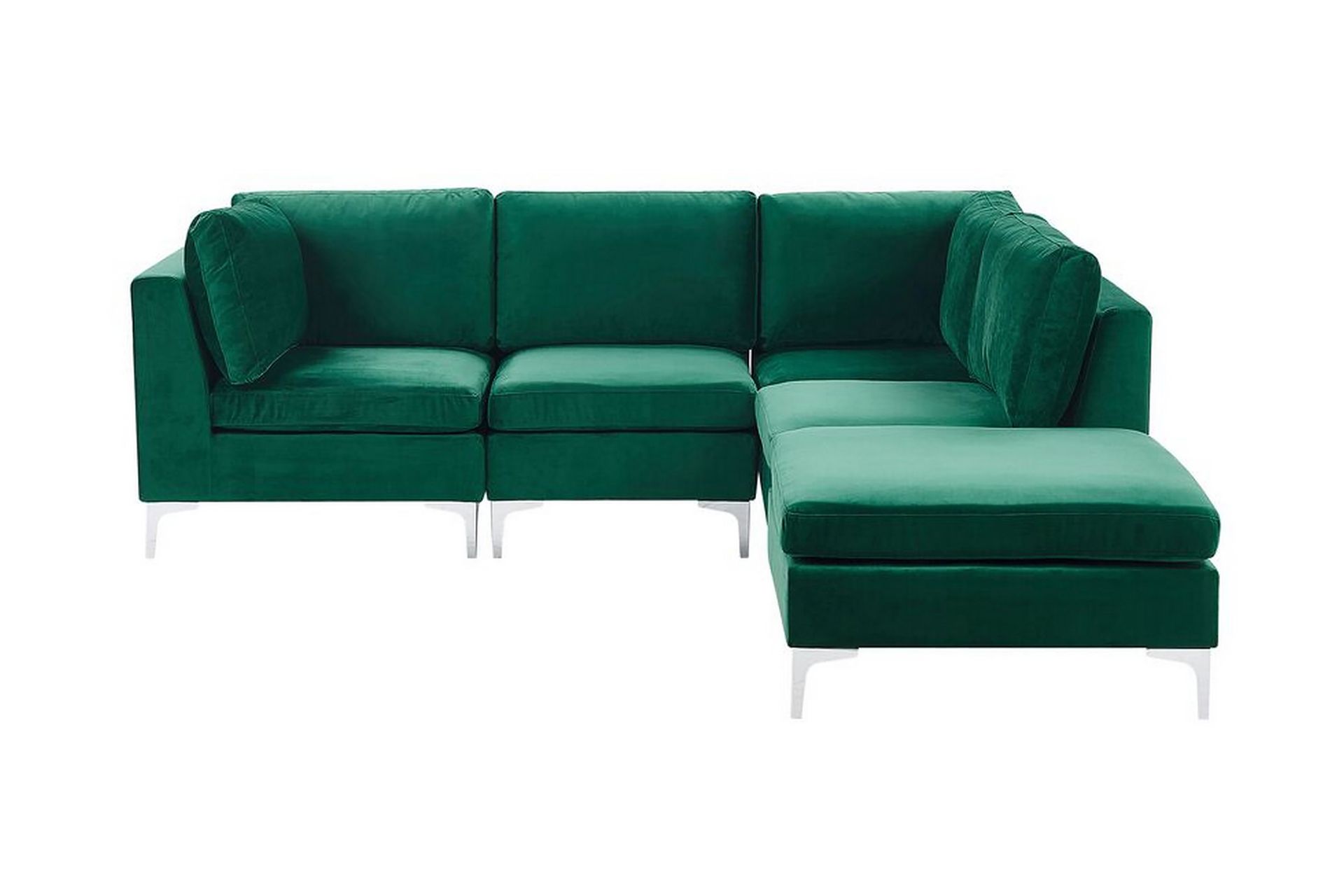 Evja 4-seters Hjørnesofa Venstre med Fotskammel - Fløyel/Grønn - Møbler - Sofaer - Hjørnesofa