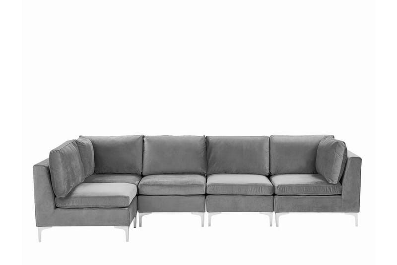 Evja 5-seters Hjørnesofa - Fløyel/Grå - Møbler - Sofaer - Hjørnesofa