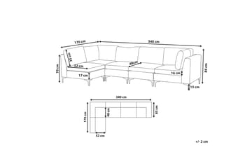 Evja 5-seters Hjørnesofa - Fløyel/Grå - Møbler - Sofaer - Hjørnesofa
