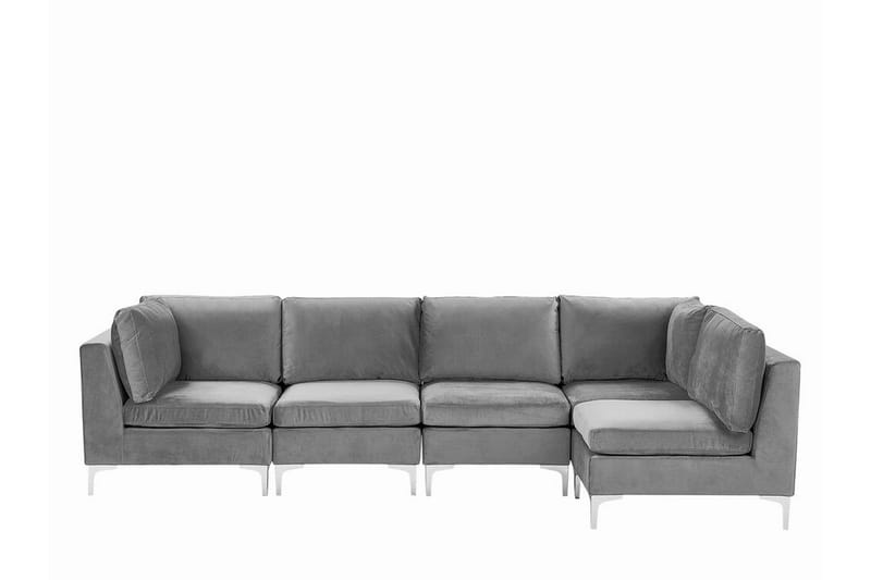 Evja 5-seters Hjørnesofa Venstre - Fløyel/Grå - Møbler - Sofaer - Hjørnesofa