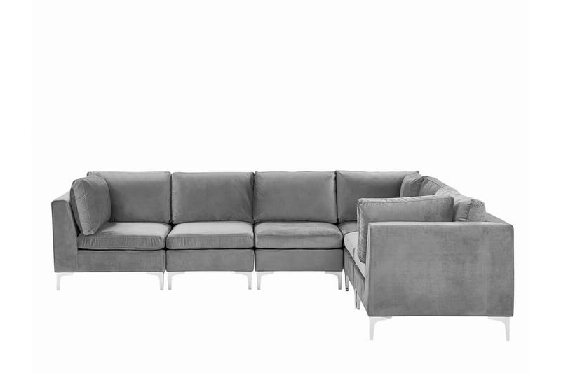 Evja 6-seters Hjørnesofa Venstre - Fløyel/Grå - Møbler - Sofaer - Hjørnesofa