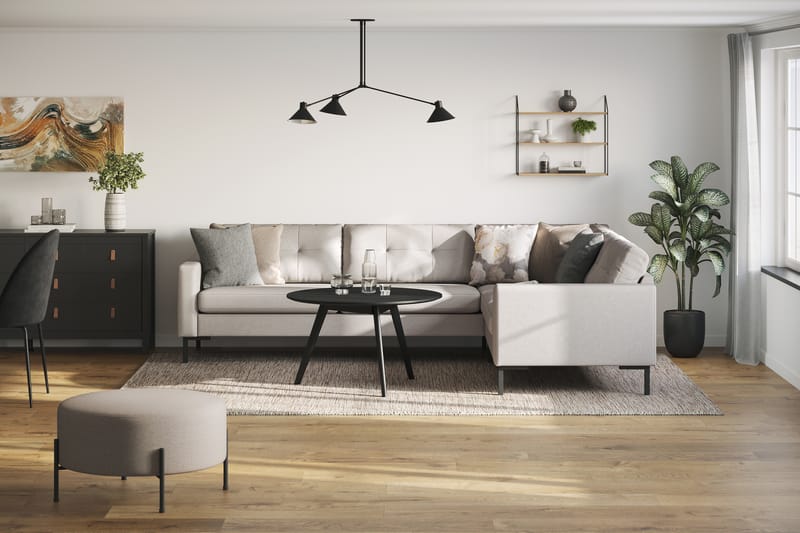 Frillestad 5-seters Høyrevendt L-formet Hjørnesofa i Stoff - Beige - Møbler - Sofaer - Hjørnesofa
