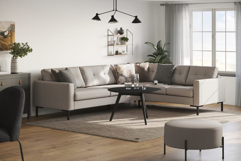 Frillestad 5-seters Høyrevendt L-formet Hjørnesofa i Stoff - Beige - Møbler - Sofaer - Hjørnesofa