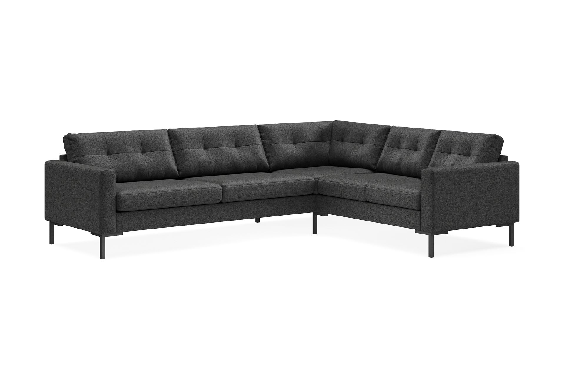 Frillestad 5-seters Høyrevendt L-formet Hjørnesofa i Stoff - Mørk grå - Møbler - Sofaer - Hjørnesofa