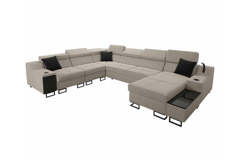 Galbally 5-seters Hjørnesofa - Beige/Svart - Møbler - Sofaer - Hjørnesofa
