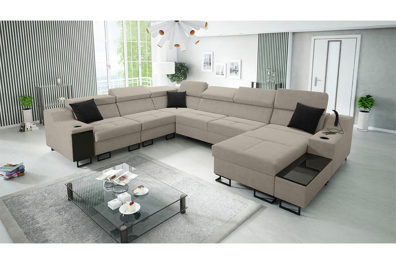 Galbally 5-seters Hjørnesofa - Beige/Svart - Møbler - Sofaer - Hjørnesofa