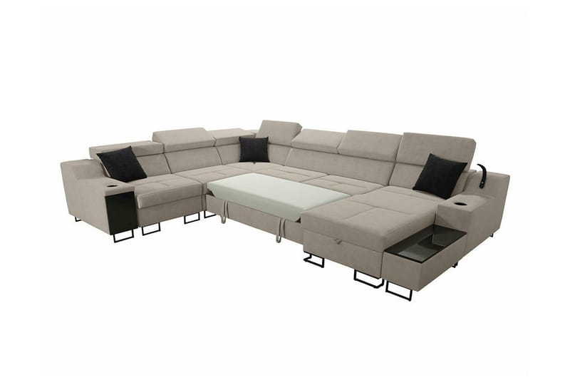 Galbally 5-seters Hjørnesofa - Beige/Svart - Hjørnesofa