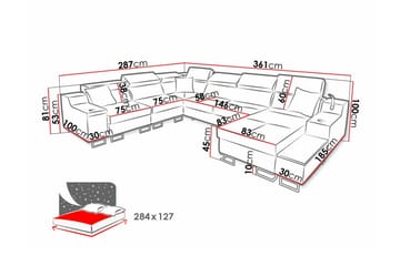 Galbally 5-seters hjørnesofa - Møbler - Sofaer - Sovesofaer - Hjørnesovesofa