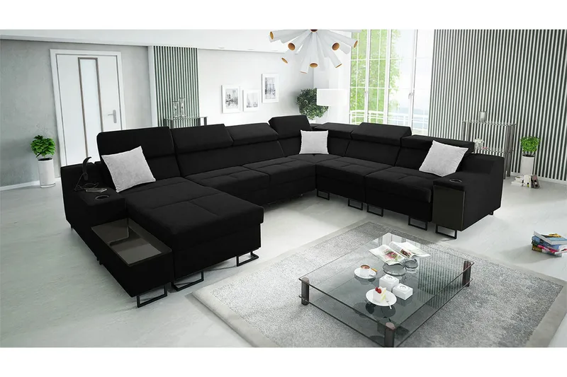 Galbally 5-sits Hörnsoffa Black - Møbler - Sofaer - Sovesofaer - Hjørnesovesofa