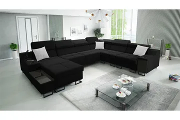 Galbally 5-sits Hörnsoffa Black - Møbler - Sofaer - Sovesofaer - Hjørnesovesofa