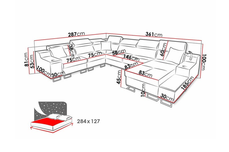 Galbally 5-sits Hörnsoffa NO_BRAND Beige - Møbler - Sofaer - Hjørnesofa