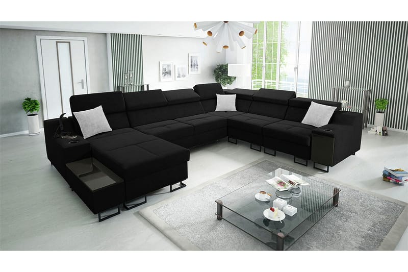 Galbally 5-sits Hörnsoffa NO_BRAND Black - Møbler - Sofaer - Sovesofaer - Hjørnesovesofa