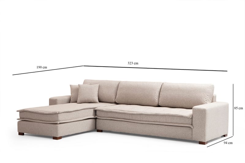 Gladfield Divansofa 3-seters - Beige - Hjørnesofa