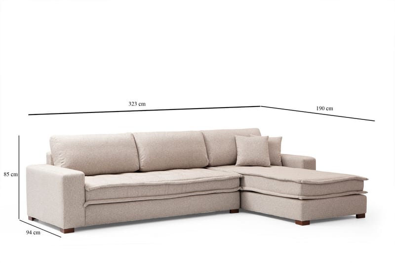 Gladfield Divansofa 3-seters - Beige - Hjørnesofa