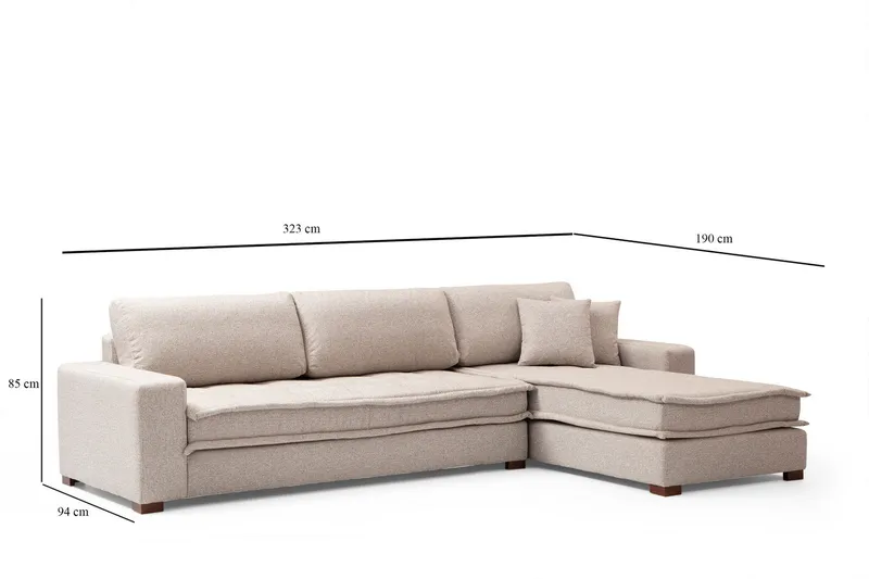 Gladfield Divansofa 3-seters - Beige - Møbler - Sofaer - Hjørnesofa - Hjørnesofa med divan