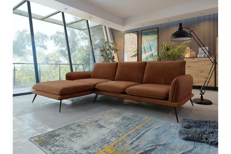 Graystone 3-seters Hjørnesofa - Brun - Møbler - Sofaer - Sofa med sjeselong