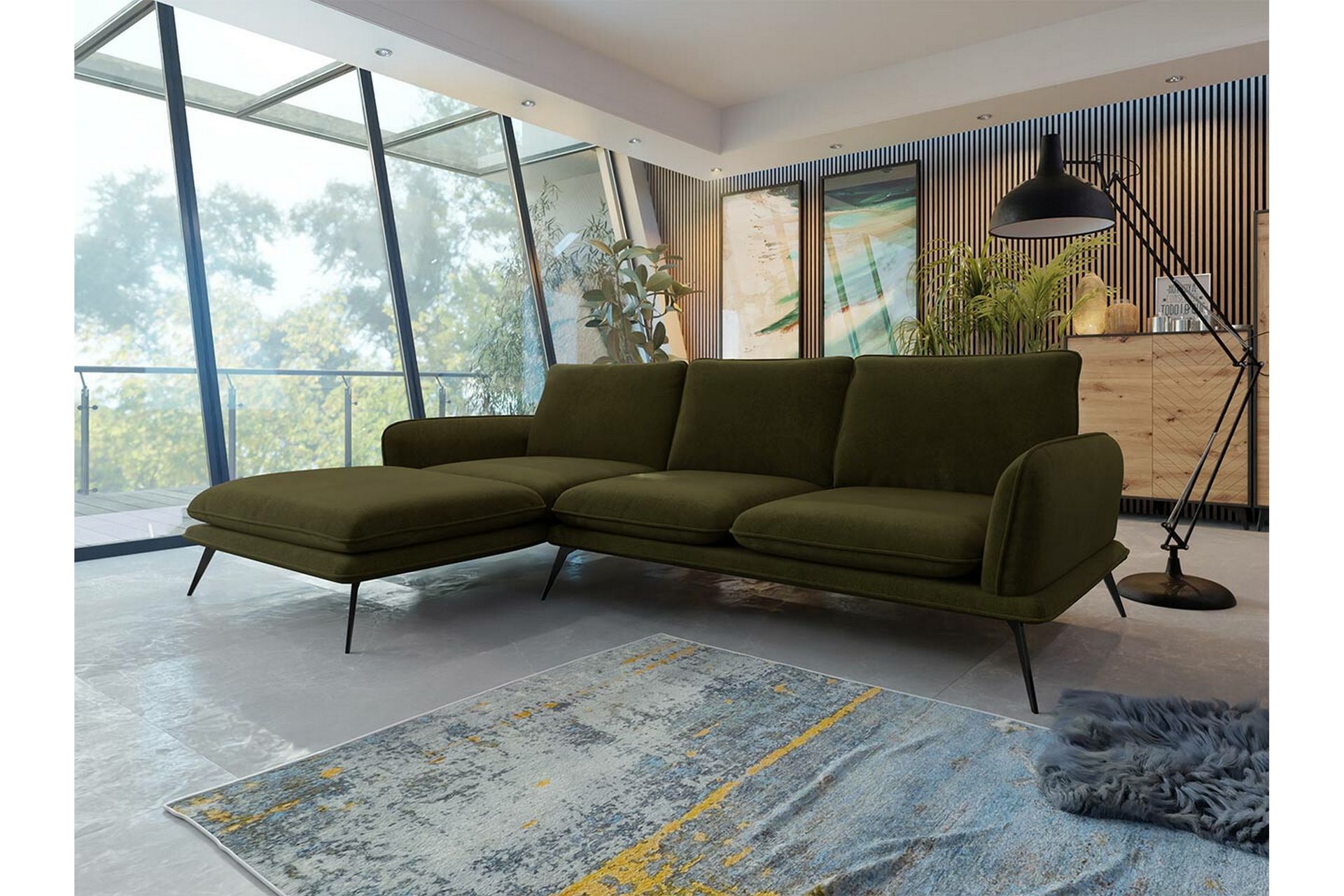 Graystone 3-seters Hjørnesofa - Mørkegrønn - Møbler - Sofaer - Sofa med sjeselong