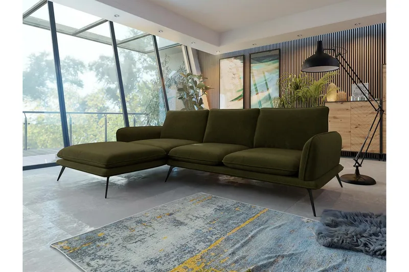 Graystone 3-sits Hörnsoffa Dark green - Møbler - Sofaer - Sofa med sjeselong - 3 seters sofa med divan