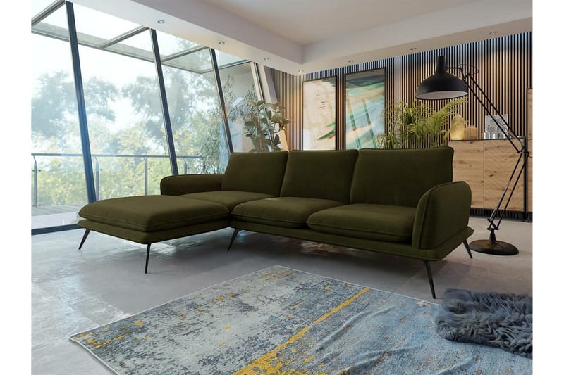 Graystone 3-sits Hörnsoffa Dark green - Møbler - Sofaer - Sofa med sjeselong - 3 seters sofa med divan