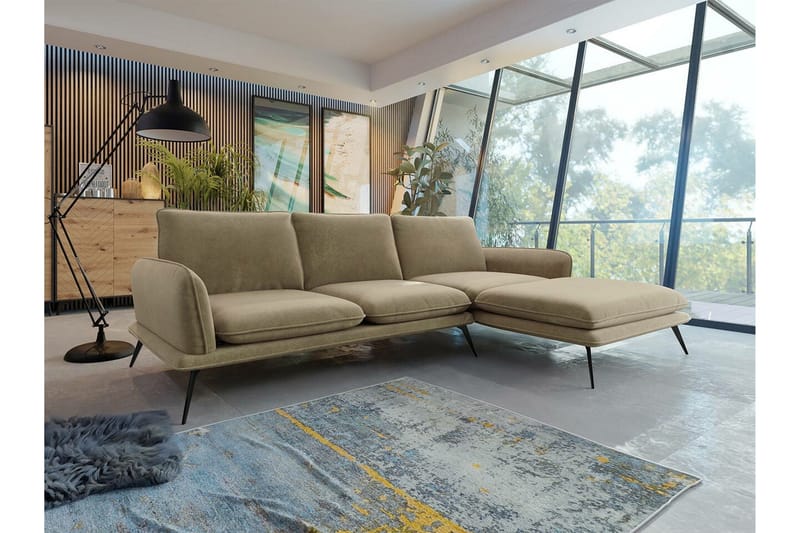 Graystone 3-sits Hörnsoffa Light Brown/Cream - Møbler - Sofaer - Hjørnesofa - Hjørnesofa med divan