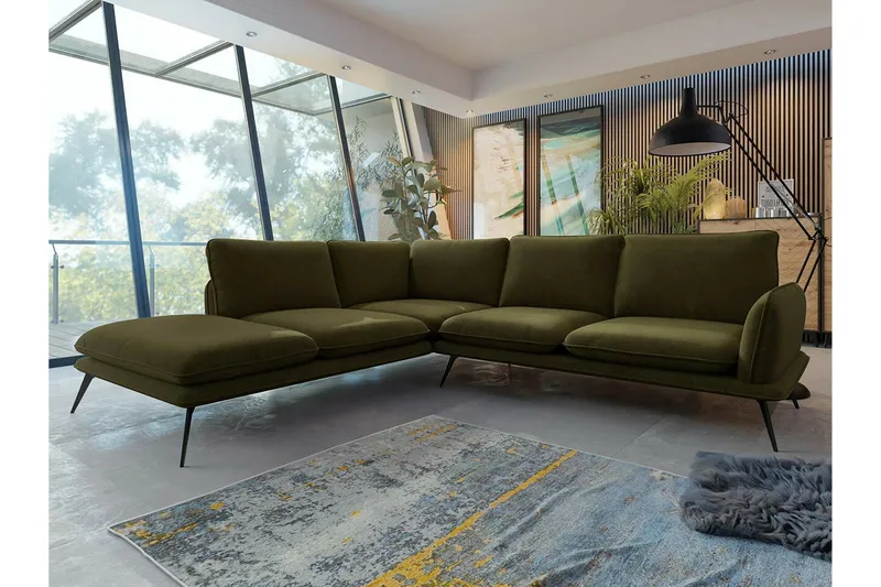 Graystone 4-sits Hörnsoffa Dark green - Møbler - Sofaer - Sofa med sjeselong - 4 seters sofa med divan