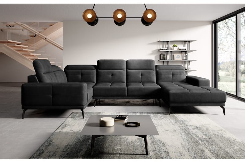 Hagglund Hjørnesofa m. Divan, Mørkegrå