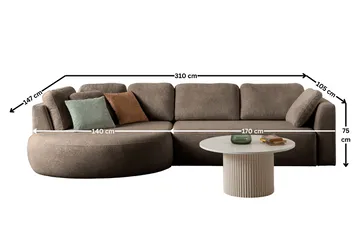 Hjørnesofa Atelier Del Sofa Venezia Venstre (310 x 75 x 105 cm) Mørk brun - Mørkebrun - Møbler - Sofaer - Hjørnesofa