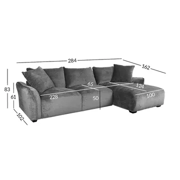 Hjørnesofa Denvi Høyre - Grå - Møbler - Sofaer - Sofa med sjeselong