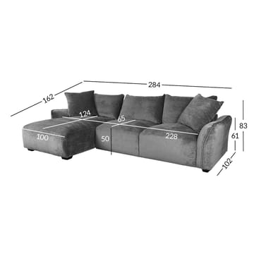 Hjørnesofa Denvi Venstre - Grå - Møbler - Sofaer - Sofa med sjeselong