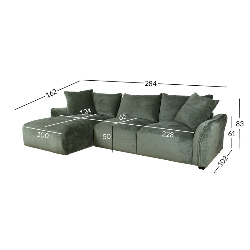 Hjørnesofa Denvi Venstre - mintgrønn - Møbler - Sofaer - Hjørnesofa - Hjørnesofa med divan