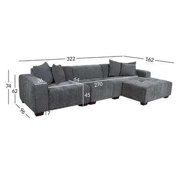 Hjørnesofa Hjelor Høyre - Grå - Møbler - Sofaer - Sofa med sjeselong