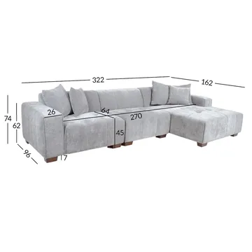 Hjørnesofa Hjelor Høyre - Lys grå - Møbler - Sofaer - Sofa med sjeselong