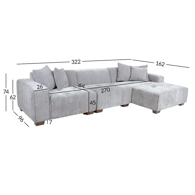 Hjørnesofa Hjelor Høyre - Lys grå - Møbler - Sofaer - Hjørnesofa - Hjørnesofa med divan