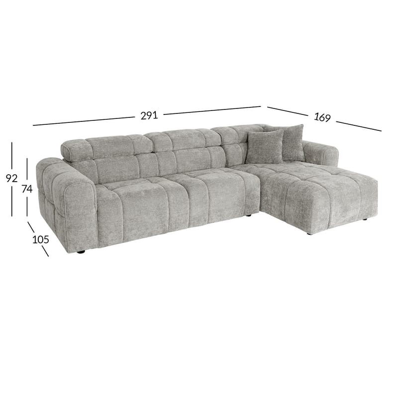 Hjørnesofa HOME4YOU BELISMA høyre hjørne Grå - grå - Møbler - Sofaer - Hjørnesofa - Hjørnesofa med divan