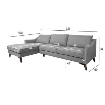 Hjørnesofa HOME4YOU Birgit venstre hjørne grå - grå - Møbler - Sofaer - Sofa med sjeselong