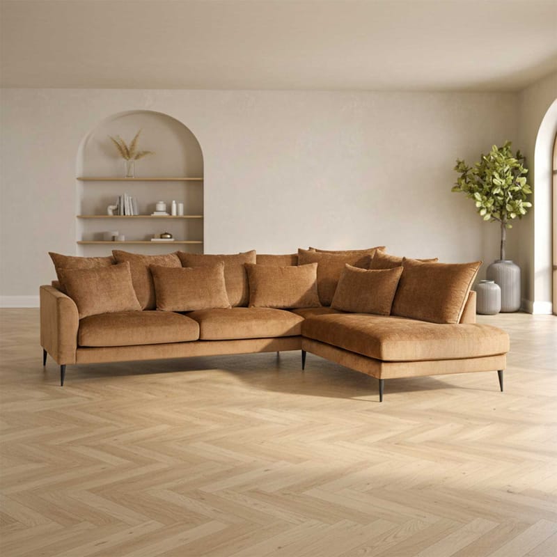 Hjørnesofa HOME4YOU Lartes brun Høyre hjørne - Brun - Møbler - Sofaer - Hjørnesofa - Hjørnesofa med divan