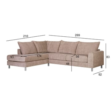 Hjørnesofa HOME4YOU Leila venstre hjørne - Beige - Møbler - Sofaer - Sofa med sjeselong