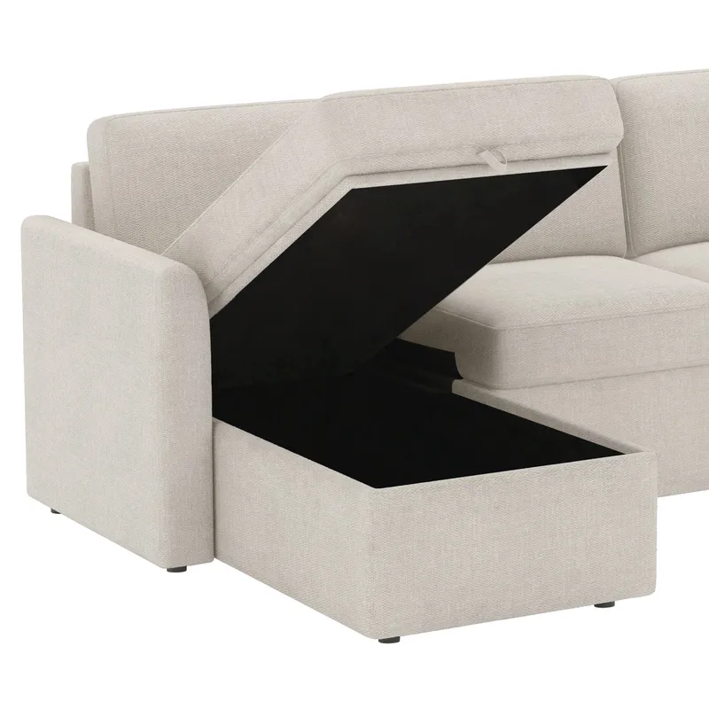 Hjørnesofa Loft24 Nordhus Krem Løkkestoff - Kremfarget - Møbler - Sofaer - Hjørnesofa - Hjørnesofa med divan
