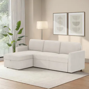Hjørnesofa Loft24 Nordhus Krem Løkkestoff - Kremfarget - Møbler - Sofaer - Hjørnesofa - Hjørnesofa med divan