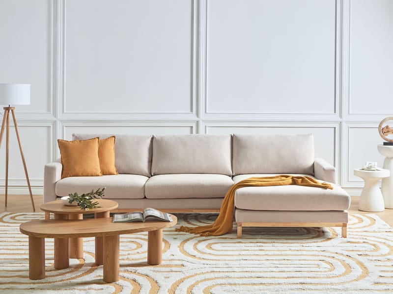 Hjørnesofa Siggard - Beige - Møbler - Sofaer - Sofa med sjeselong - 4 seters sofa med divan