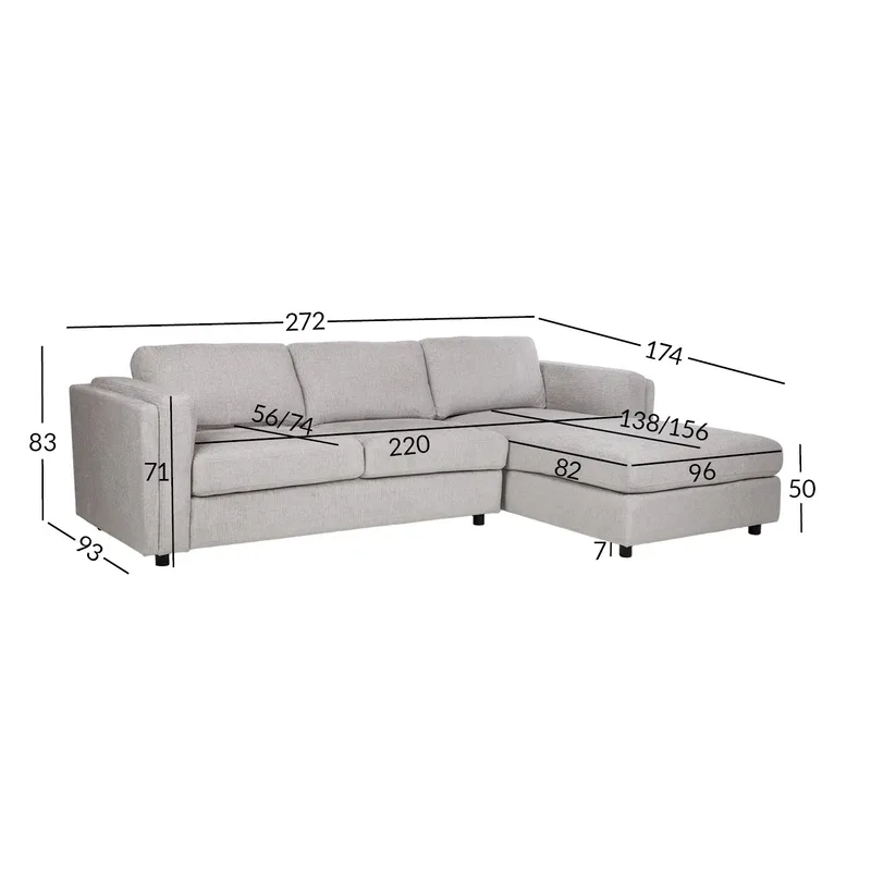 Hjørnesofa Ulnora Høyre - Grå - Møbler - Sofaer - Hjørnesofa - Hjørnesofa med divan