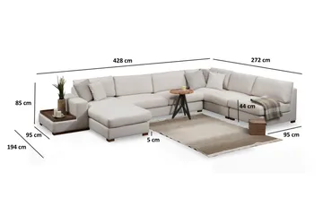 Huelva Divansofa - Beige - Møbler - Sofaer - Hjørnesofa - Hjørnesofa med divan