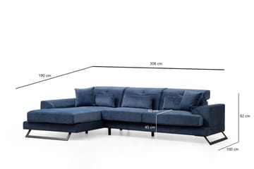 Jaraad Divansofa 3-seters - Blå - Møbler - Sofaer - Sofa med sjeselong - 3 seters sofa med divan