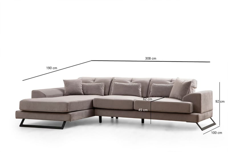 Jaraad Divansofa 3-seters - Grå - Møbler - Sofaer - Sofa med sjeselong