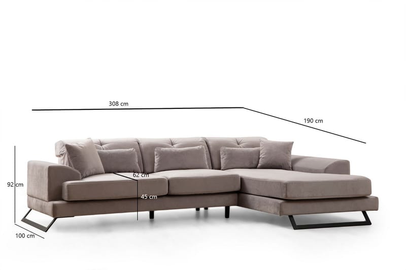 Jaraad Divansofa 3-seters - Grå - Møbler - Sofaer - Sofa med sjeselong