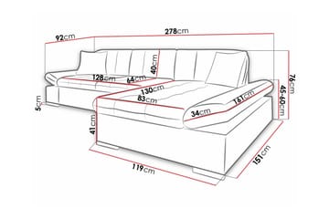 Kintore 3-seters Hjørnesofa - Beige - Møbler - Sofaer - Hjørnesofa